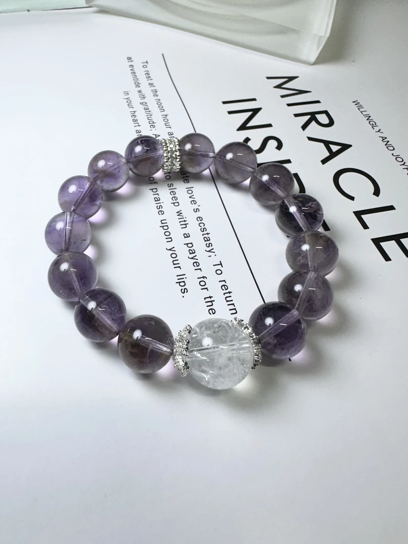 【紫霞仙子】天然巴西紫水晶配白阿塞紫水晶设计款考试上岸 仙女串