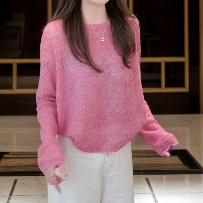 氛围感高级镂空毛衣温柔显白长袖针织衫LK2507105