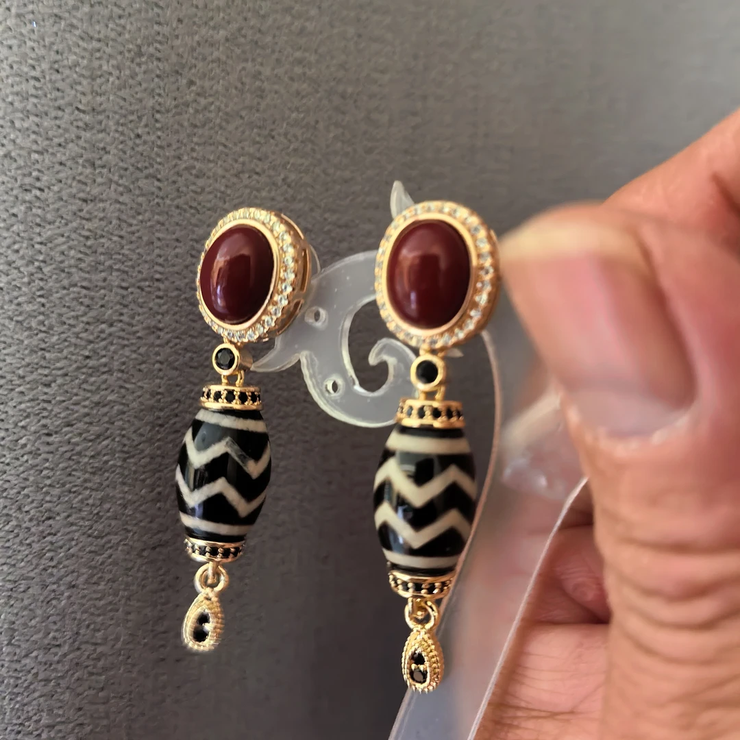 非金属亚克力耳饰  藏式民族风手工达洛珠新款耳环