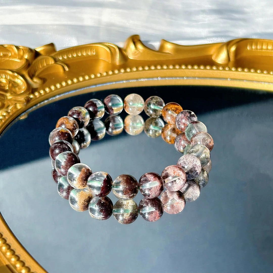 【四季幽灵】微观彩幽灵聚宝盆天然水晶手链【多样性发一】L