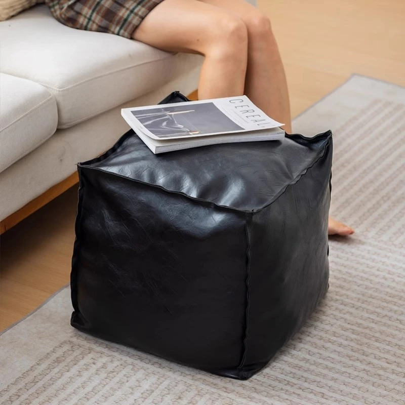 轻奢收纳坐墩多功能皮质家用客厅卧室塌塌米坐垫懒人换鞋凳子