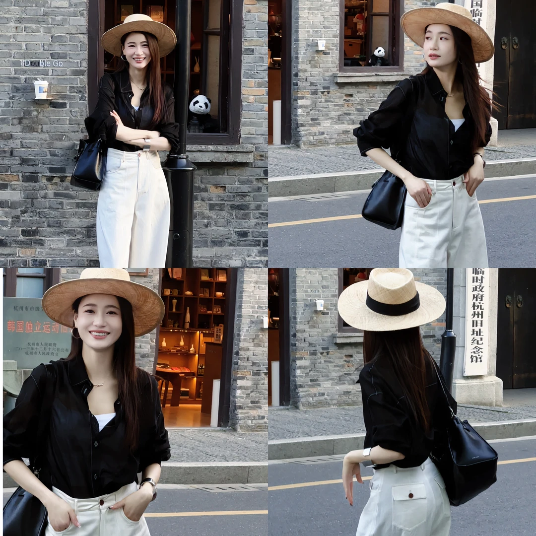 【亦瑶定制】魅影/衬衫 夏季高级时尚休闲明线设计薄款5CCJJ8833