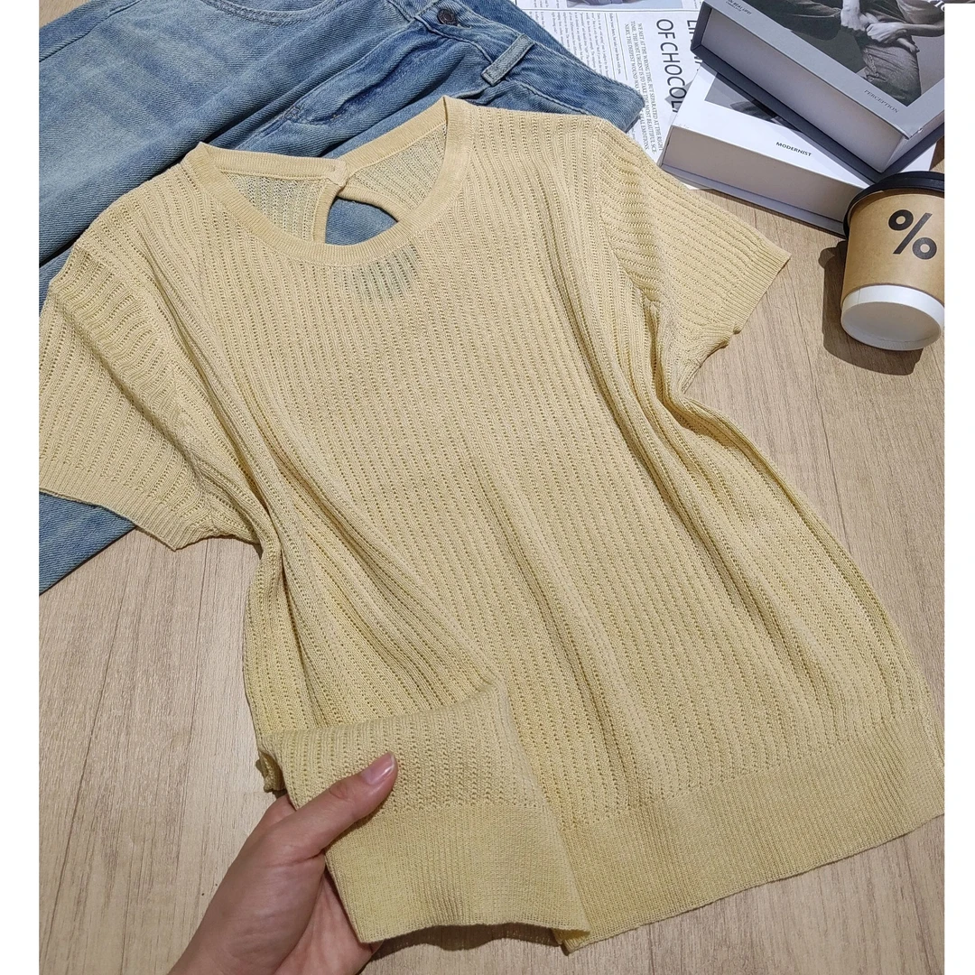 小清瓜女装严选爆款短袖舒适透气夏季气质显瘦小众针织衫BW129