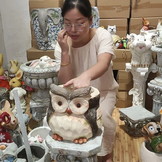 合成树脂氧化镁猫头鹰花盆