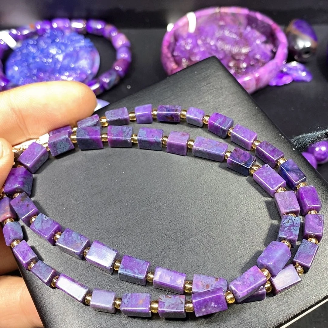 苏纪石（舒俱来）未镶嵌南非舒俱来泥地玉化方糖项链