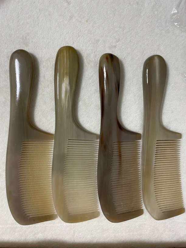 特大号精品玉化色加厚白牦牛角梳23厘米左右防静电护发养发