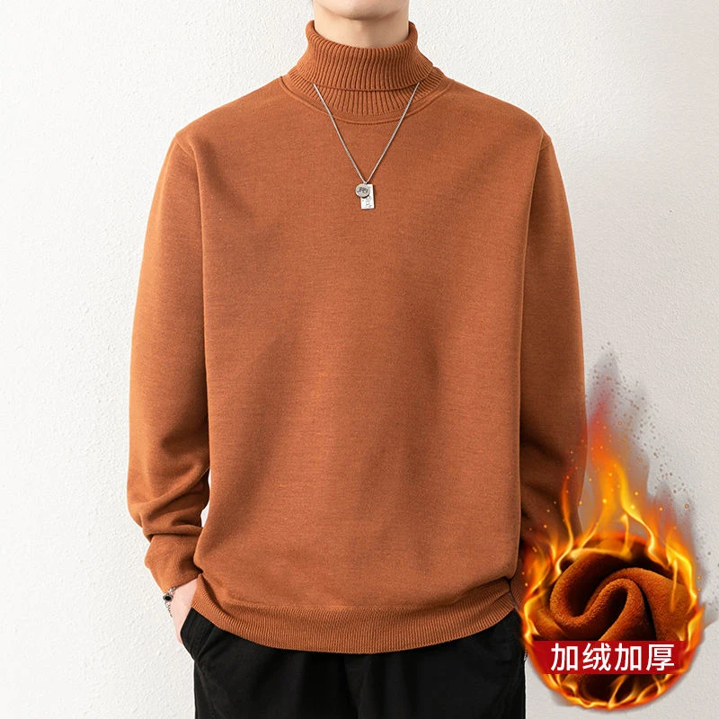 新疆包邮男士新款冬季加绒秋冬季高领韩版加厚毛衣保暖针织打底色
