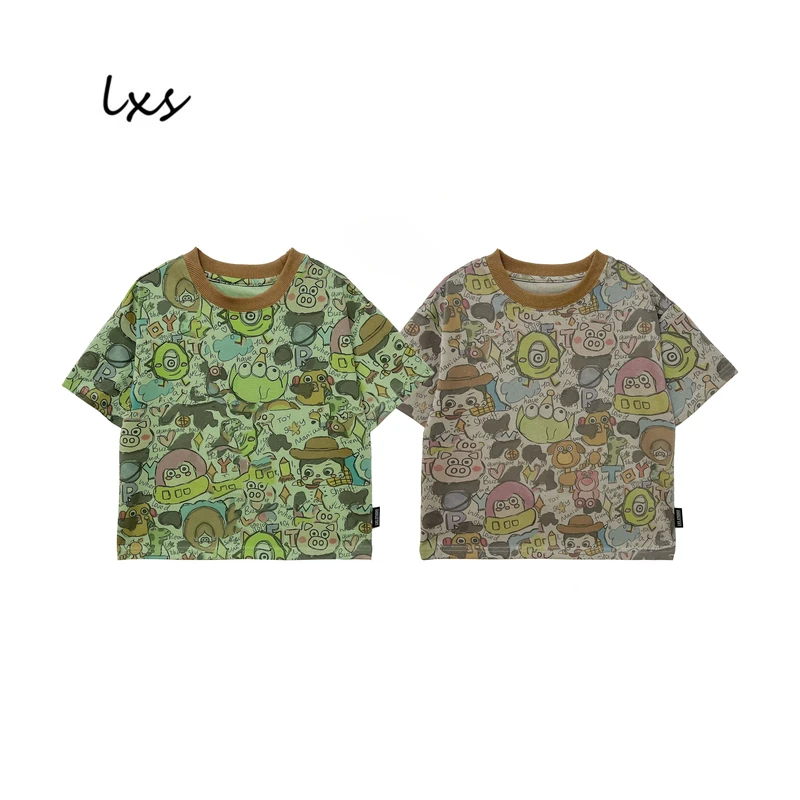 舅舅严选童装夏季男童卡通满印潮韩版休闲百搭时尚宽松短袖C88916