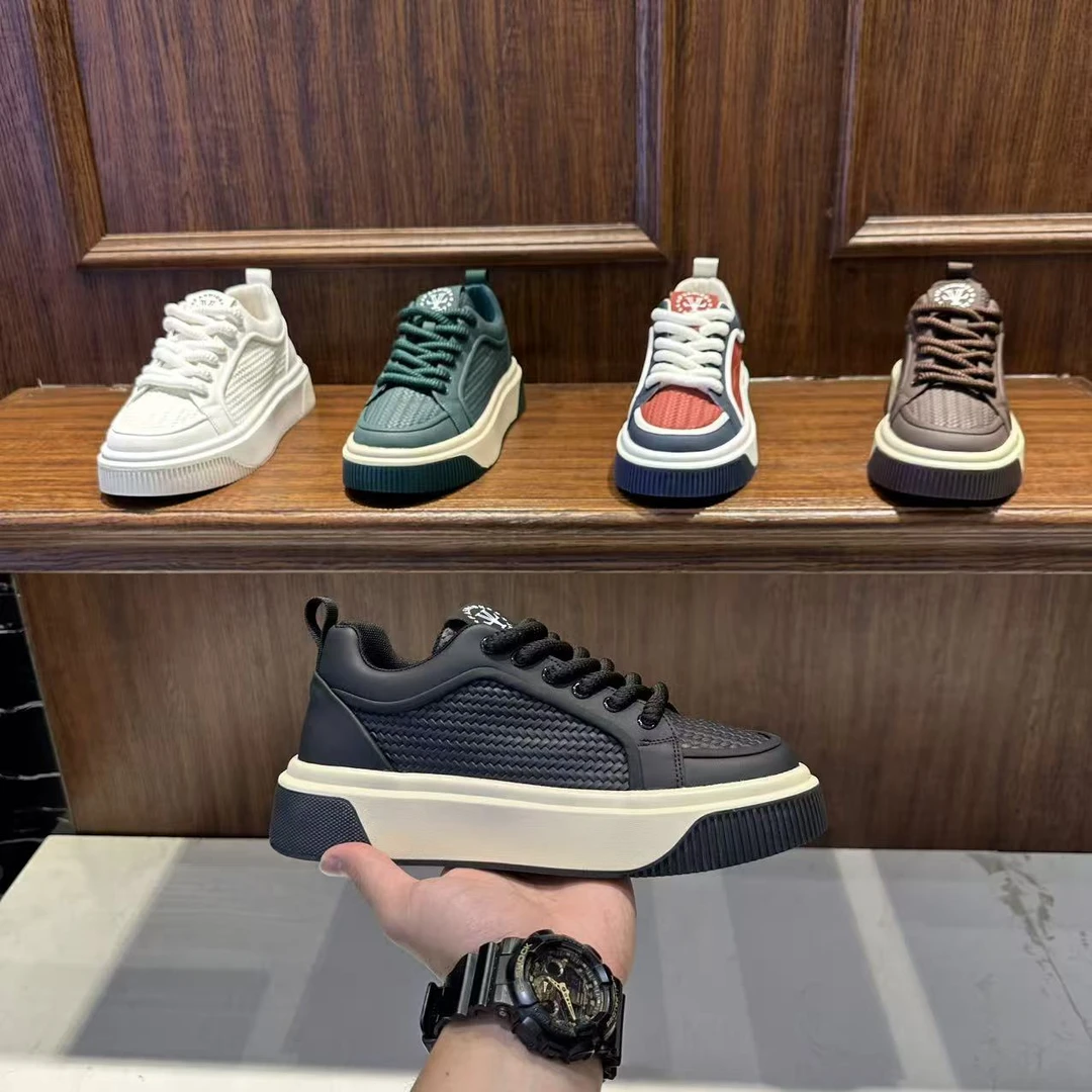 男士鞋潮流时尚舒适轻便软底鞋编织网面设计透气日常百搭小白鞋DL