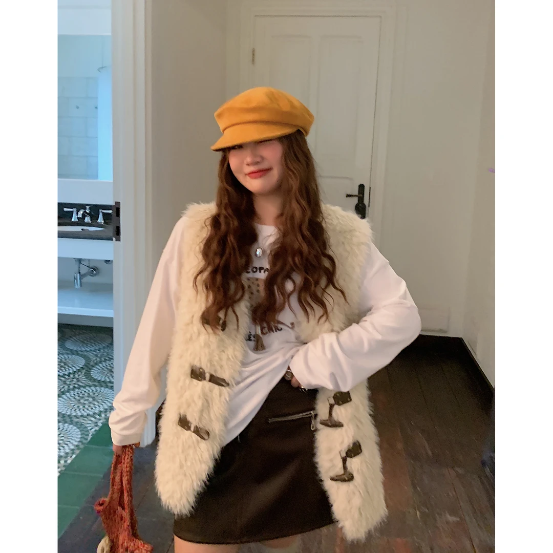 无Dazi金大支毛毛马甲女背心1104/0484百搭宽松秋冬