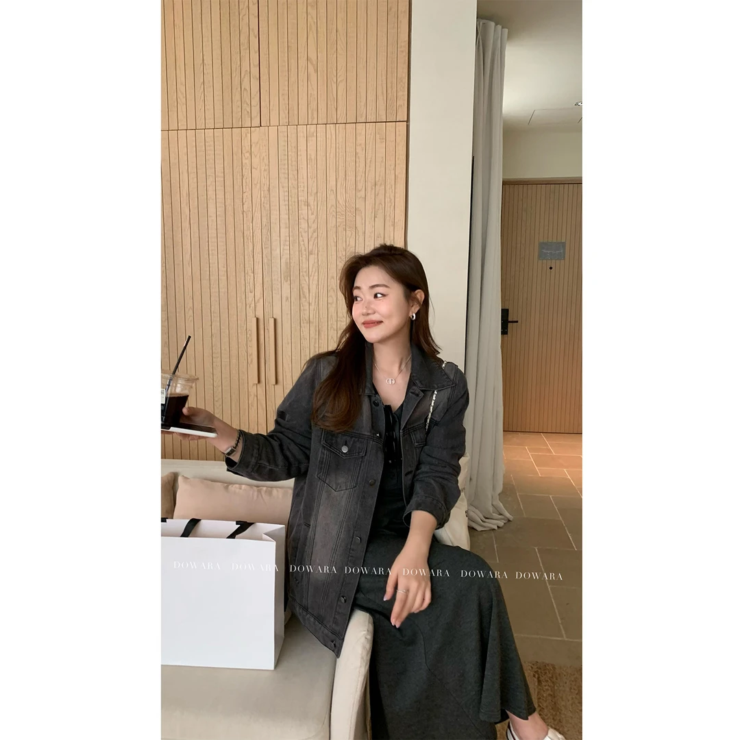 大婉酱微胖定制复古牛仔外套2025春季韩系显瘦休闲时尚上衣 6727D