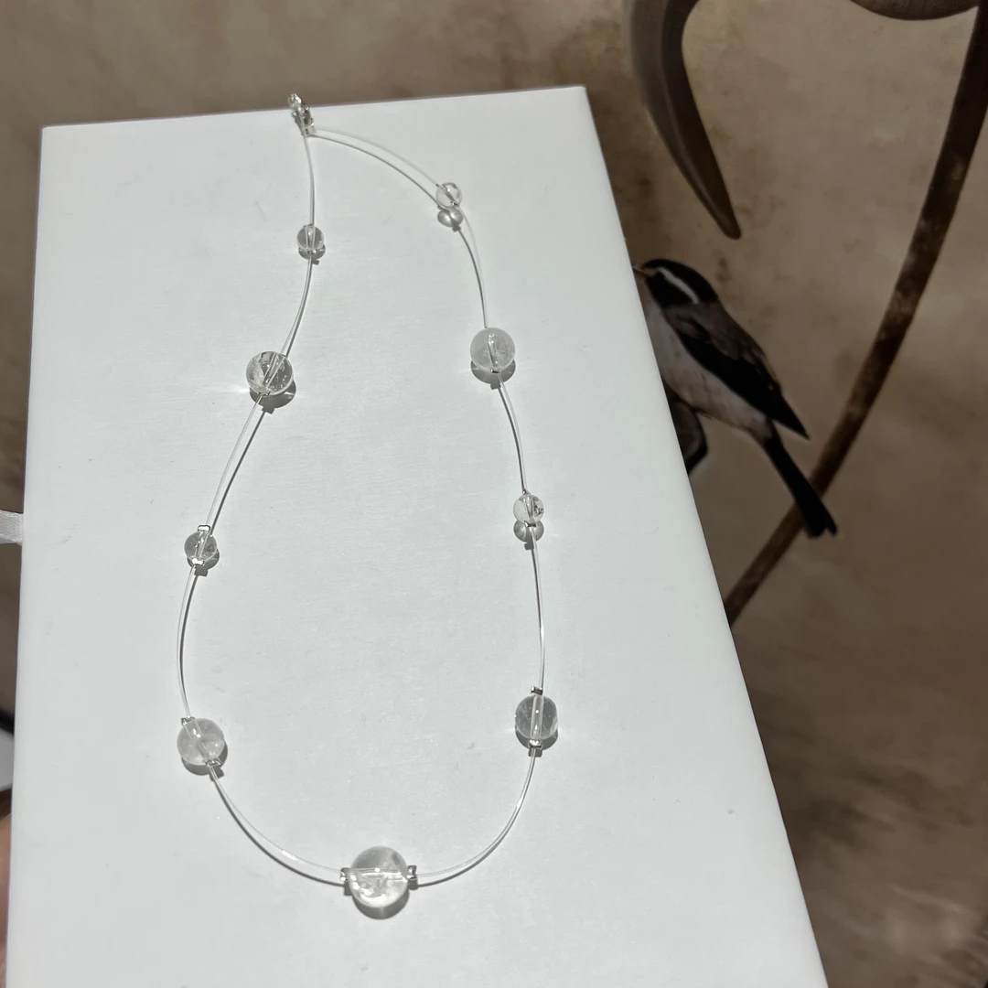 【月月家】N011天然水晶 原创白水晶悬浮项链 多样性发其一