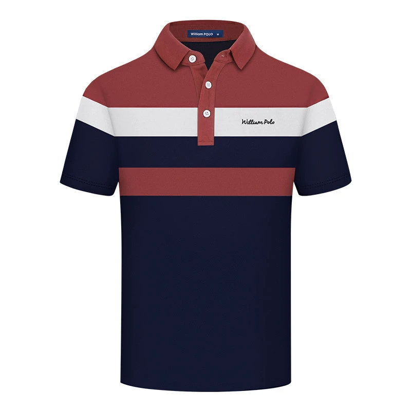 上衣T恤夏装polo衫夏季新款短袖爸爸WilliamPOLO男士休闲条纹商务