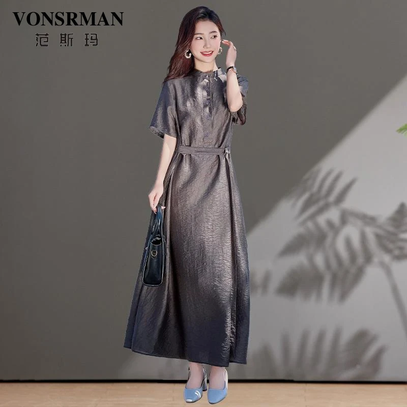 气质提花裙子女夏季2025新款今年流行爆款时尚收腰显瘦长款连衣裙