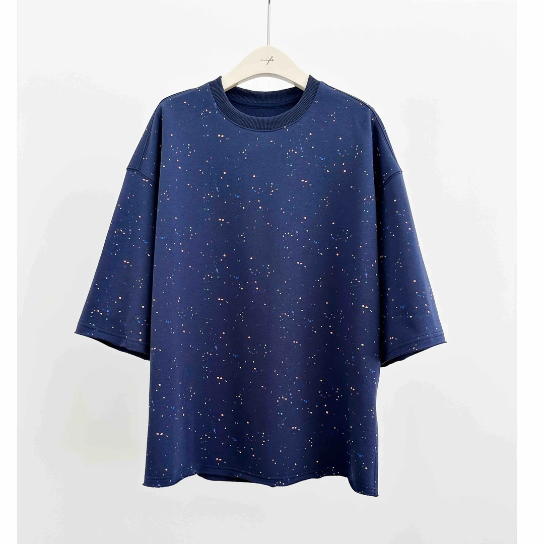 新款全棉透气宽松泼墨满天星时尚短袖男女同款