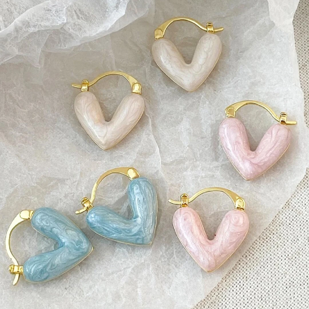 甜美爱心耳钉滴釉轻奢法式高级感精致明星同款小众设计