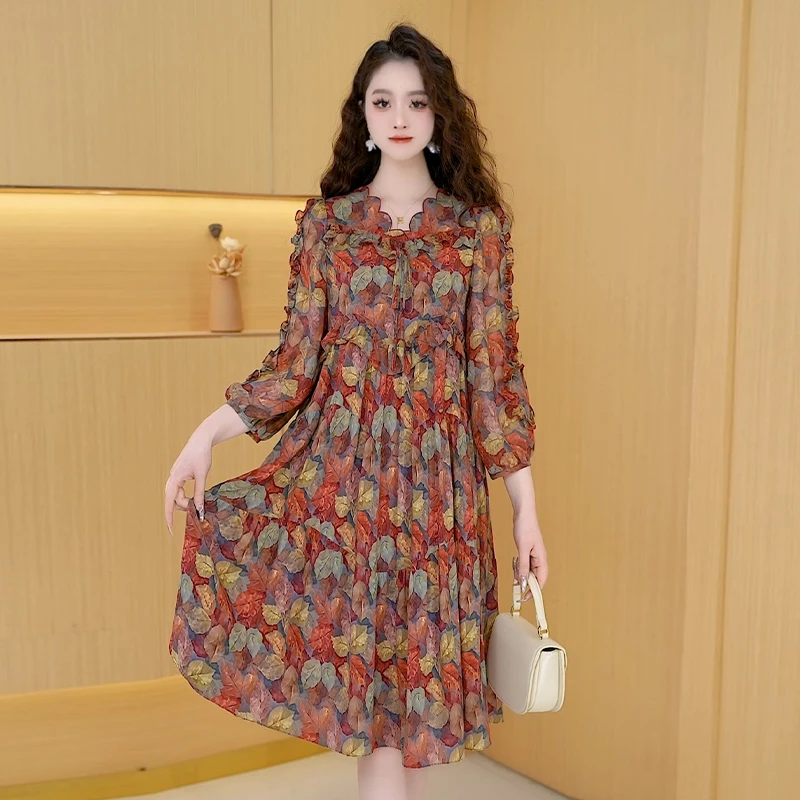 【连衣裙】春季新款时尚气质高贵洋气百搭阔版显瘦减龄宽松连衣裙