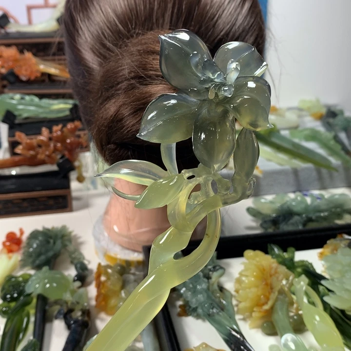 未镶嵌蛇纹石玉发簪