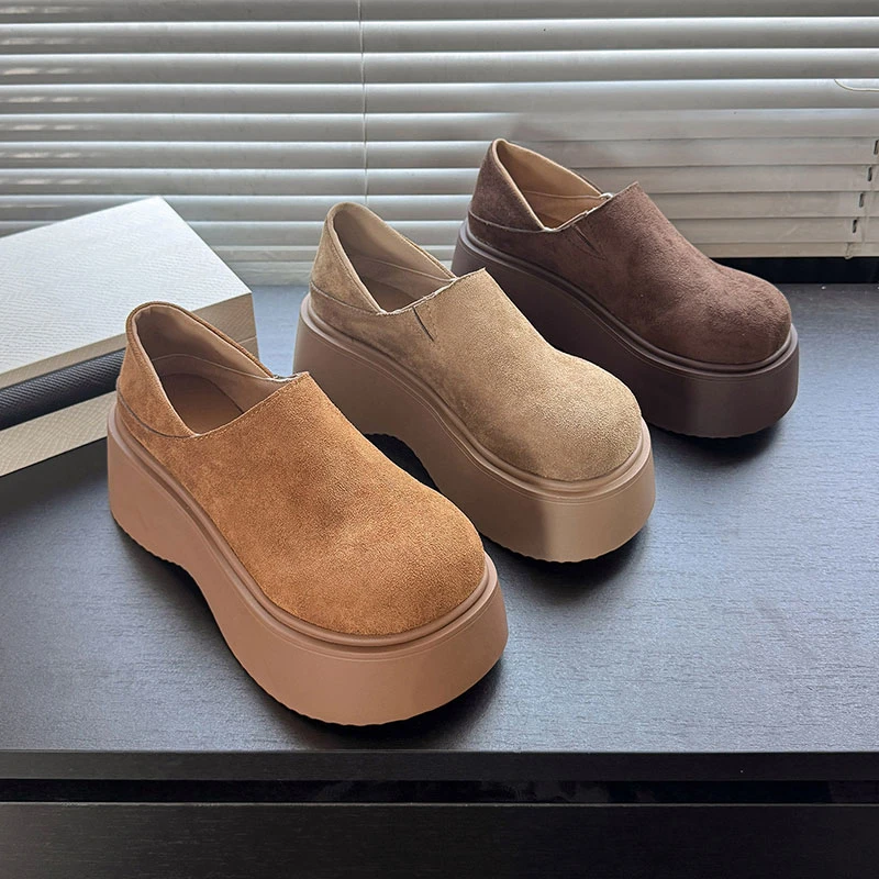 厚底增高勃肯鞋女春秋季复古两穿一脚蹬单鞋2025新款爆款乐福女鞋