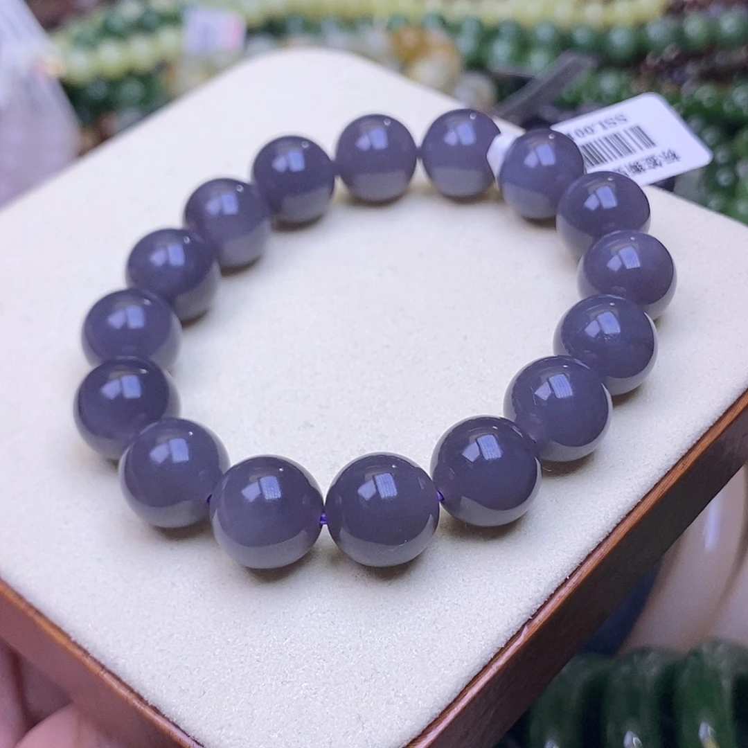 和田玉未镶嵌颈饰浓烟紫葡萄紫手串12mm