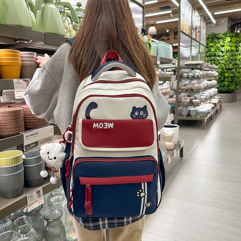 书包女大学生高颜值百搭大容量双肩包女女款男款高中生电脑背包女