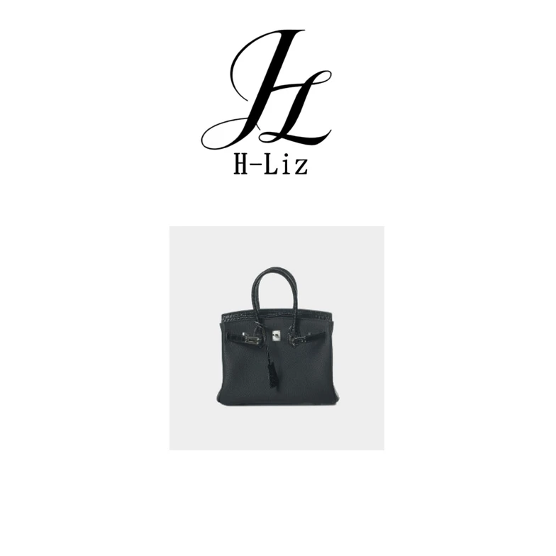 【H-Liz】轻奢时尚小众通勤简约手提单肩包BV25-半鳄黑