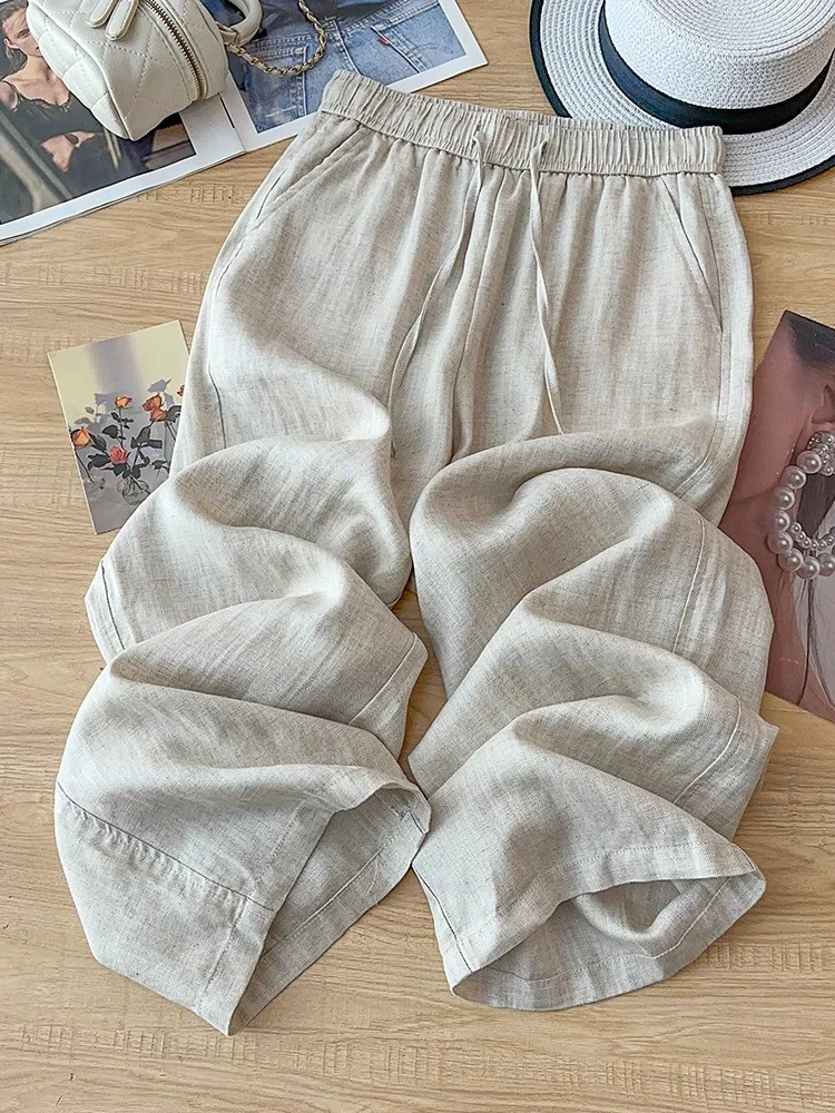 流行时尚百搭阔腿裤女夏薄款2025新款垂感防晒九分直筒裤休闲裤子