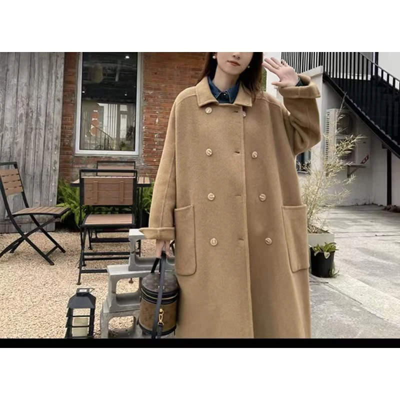 2025秋冬季新款中长款翻领毛呢大衣H9218