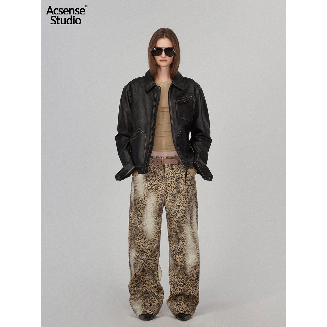 【09.26新品】ACSENSE STUDIO 定制全棉豹纹宽松休闲裤