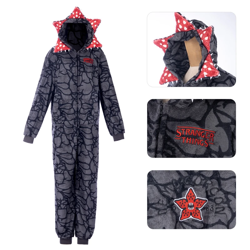 怪奇物语风格食人花连帽连体睡衣可爱保暖角色扮演服饰cos服