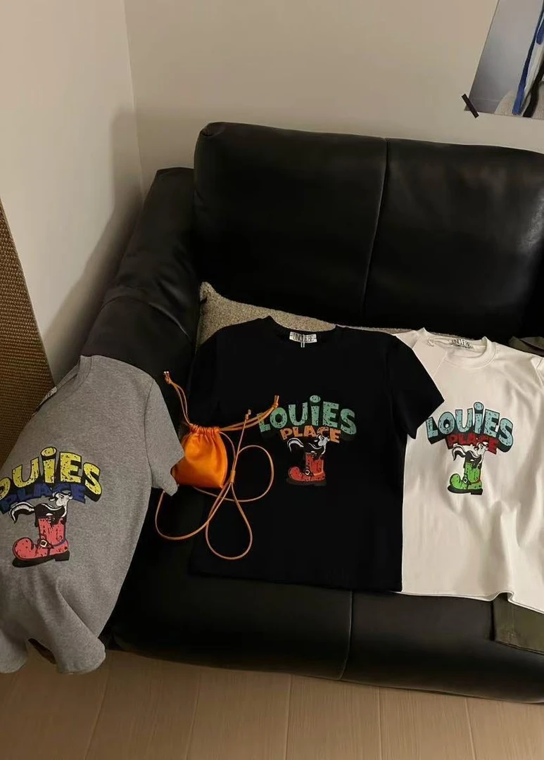 温柔瑶-Uncle Be#字母休闲百搭卡通狗狗印花短袖T#7267【福福】