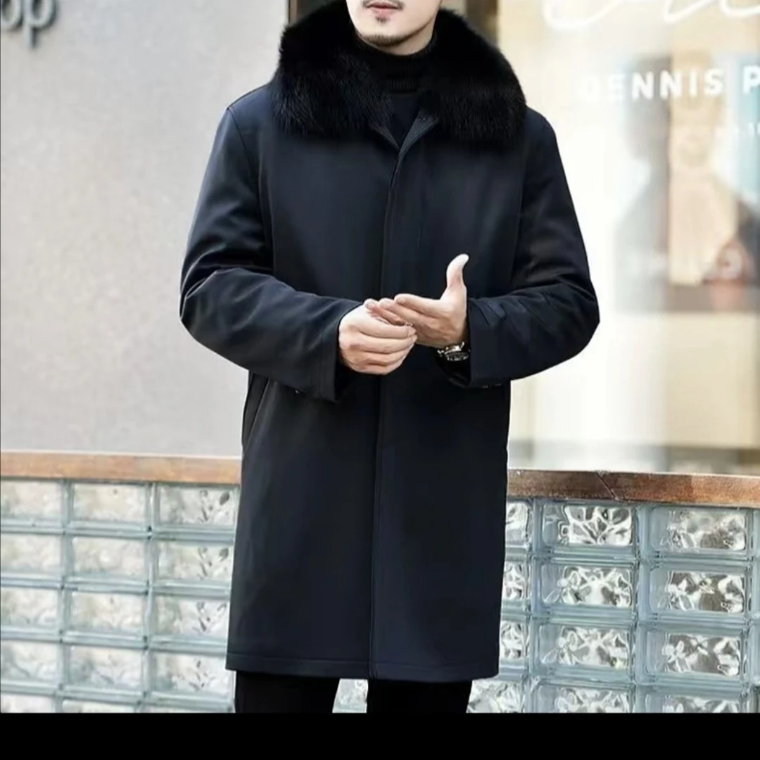 高品质中长款獭兔皮内胆尼克服爸爸装