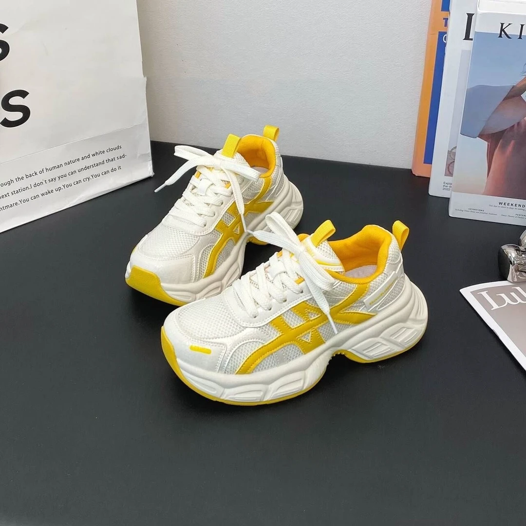 女鞋网面透气厚底老爹鞋女2025夏季新款百搭休闲运动鞋轻便增高跑