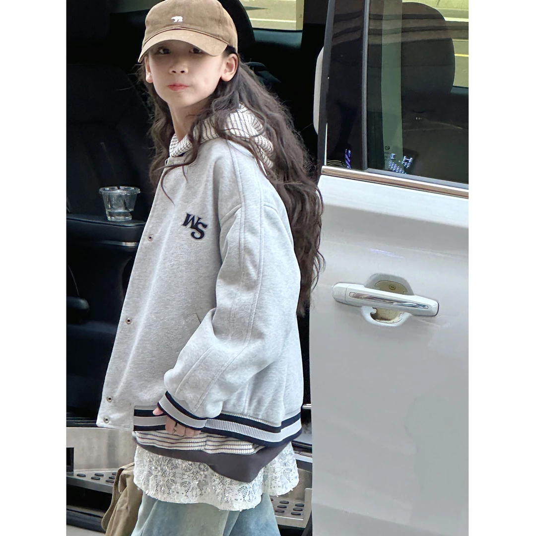 K29748孙小美双面穿女童秋装外套2025新款儿童棒球服大童春秋上衣