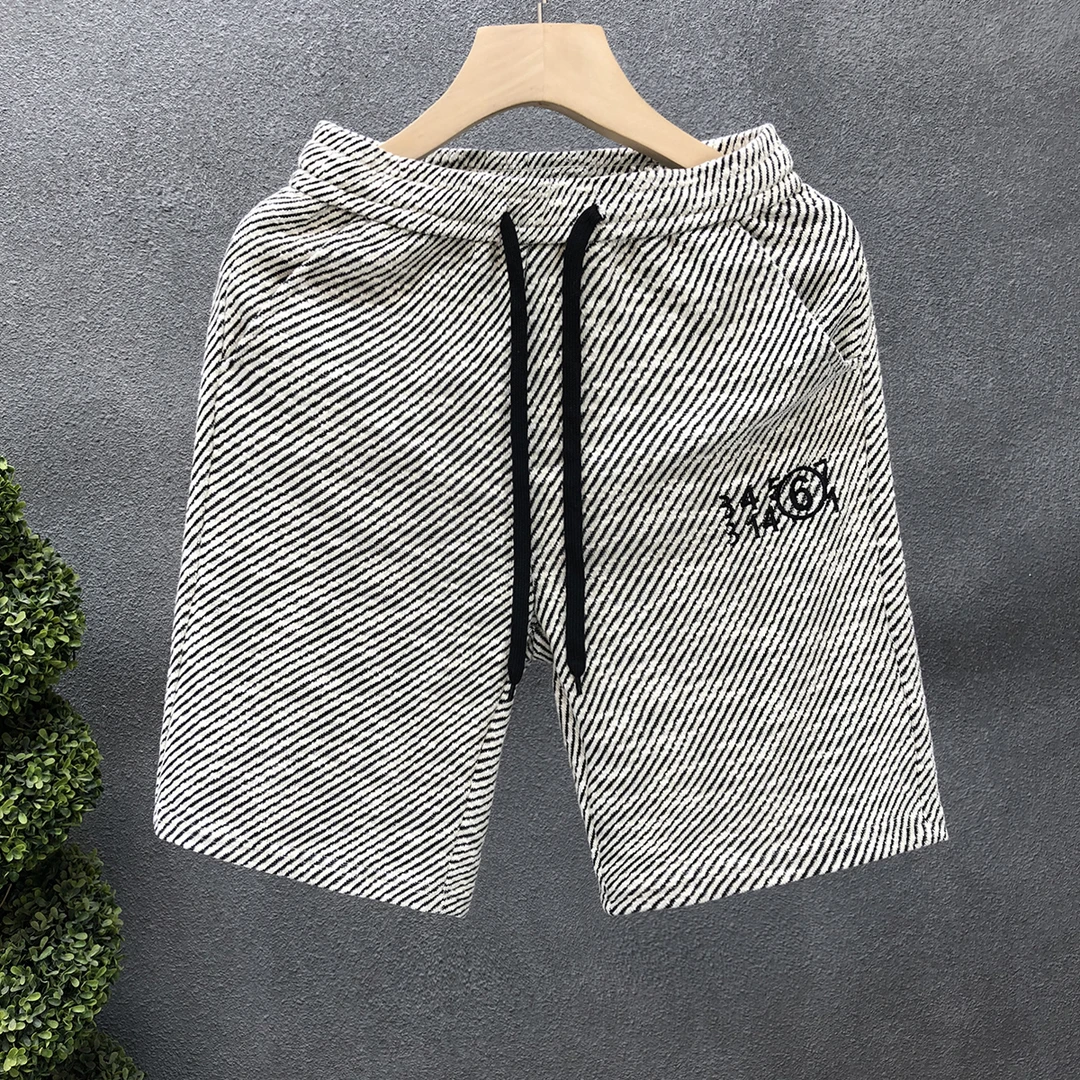 高端斜纹刺绣短裤男2025年夏季宽松直筒大裤衩休闲外穿五分运动裤