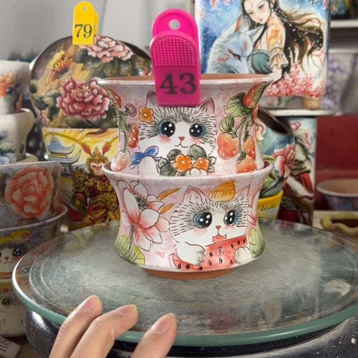 满38包邮景德镇手绘花盆