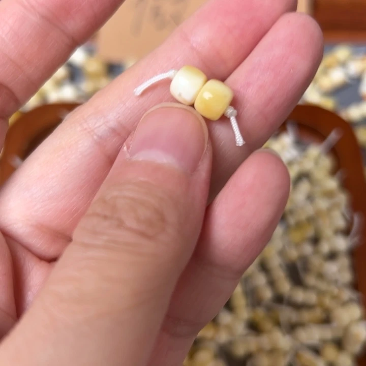 蜜蜡未镶嵌裸石6.5mm一对