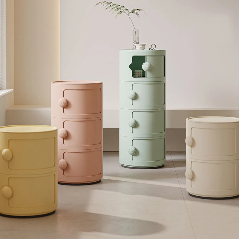 北欧儿童床头柜圆形家用简约创意卧室网红收纳柜小型迷你窄边柜子