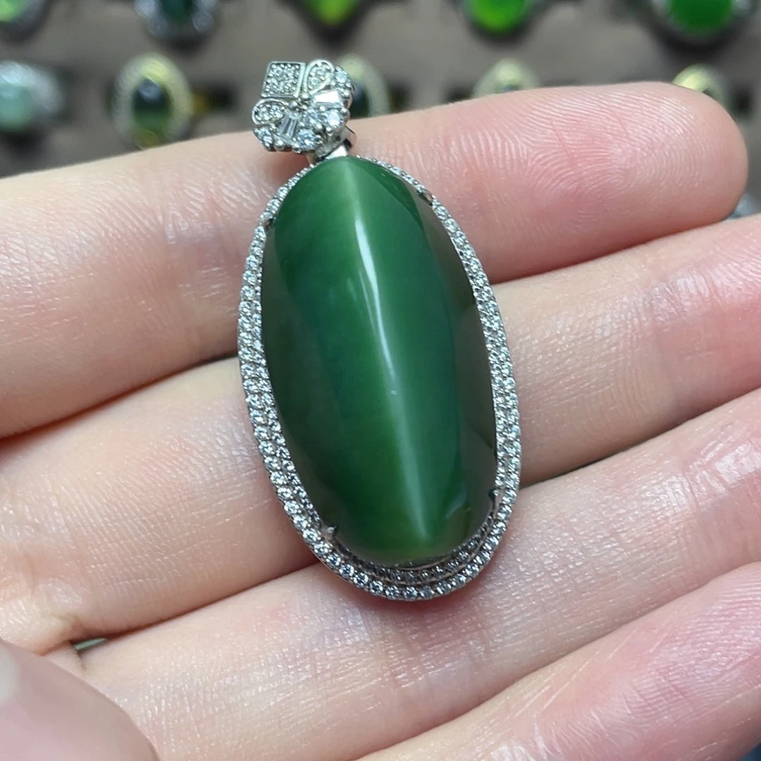 吊坠(不含链)银S925镶嵌和田玉