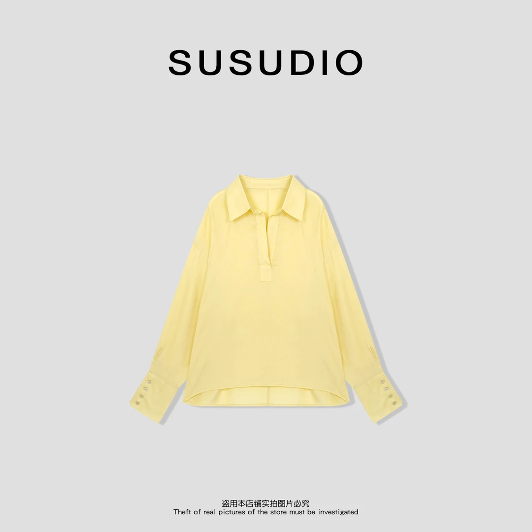 SUSUDIO 莱塞尔+亚麻松弛感宽松舒适纯色慵懒感随性衬衫 70222