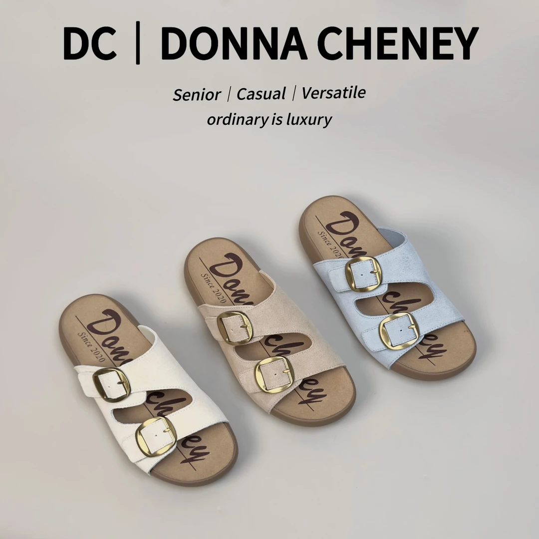 DONNA CHENEY双魔术鞋勃肯拖鞋2025夏牛皮复古百搭外穿厚底凉拖