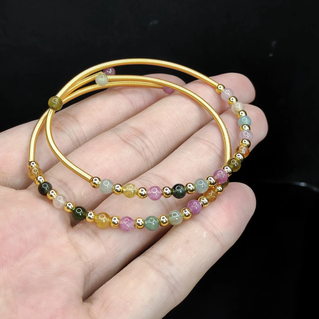 【老三珠宝】碧玺DIY手镯Y8【多样性发其一】约3mm