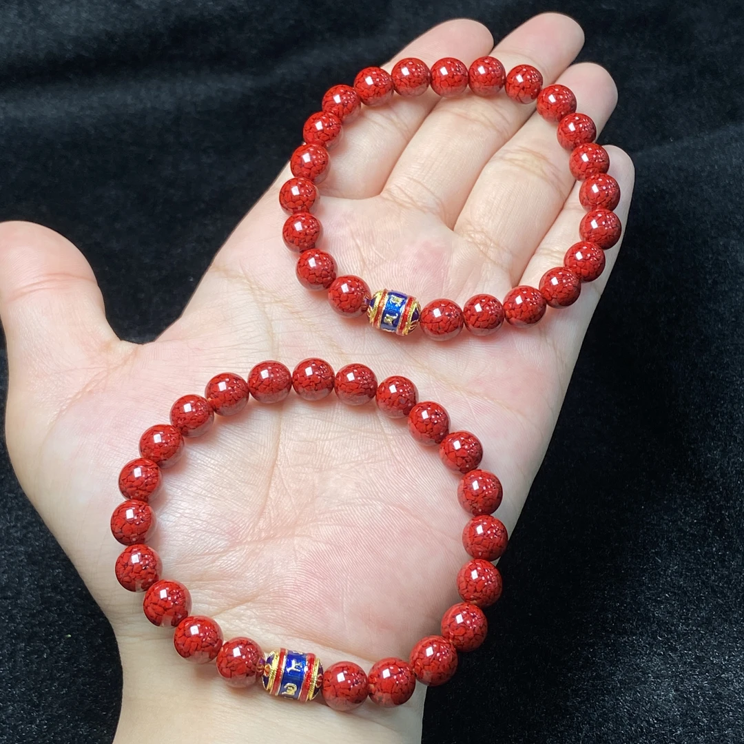 含辰砂工艺品【星浩珠宝】朱砂diy手串7-9T125H431【多样性发1件】8mm