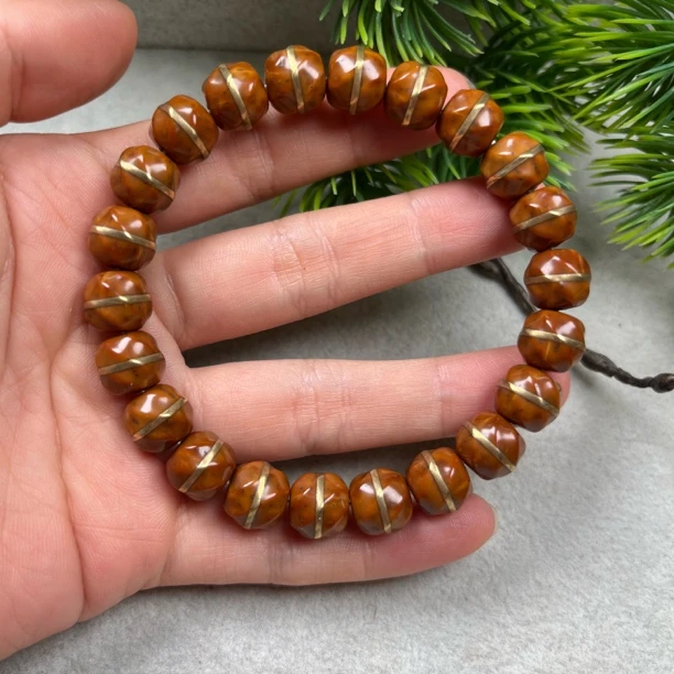 紫金鼠实心鼠喜旋珠扭扭珠一线天金腰带单圈手串 文玩好物