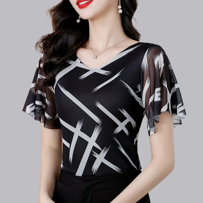 广场舞练功服短袖T恤女新款设计感现代舞2025舞蹈服上衣女装半袖