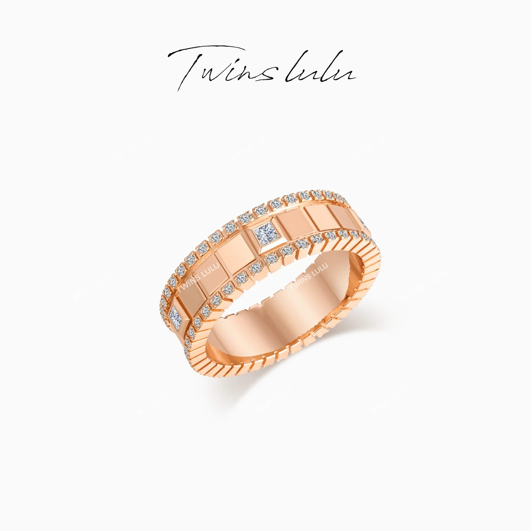 TWINS LULU 镀K金 轻奢小众饰品滚轮方块戒指首饰女款TSS7820