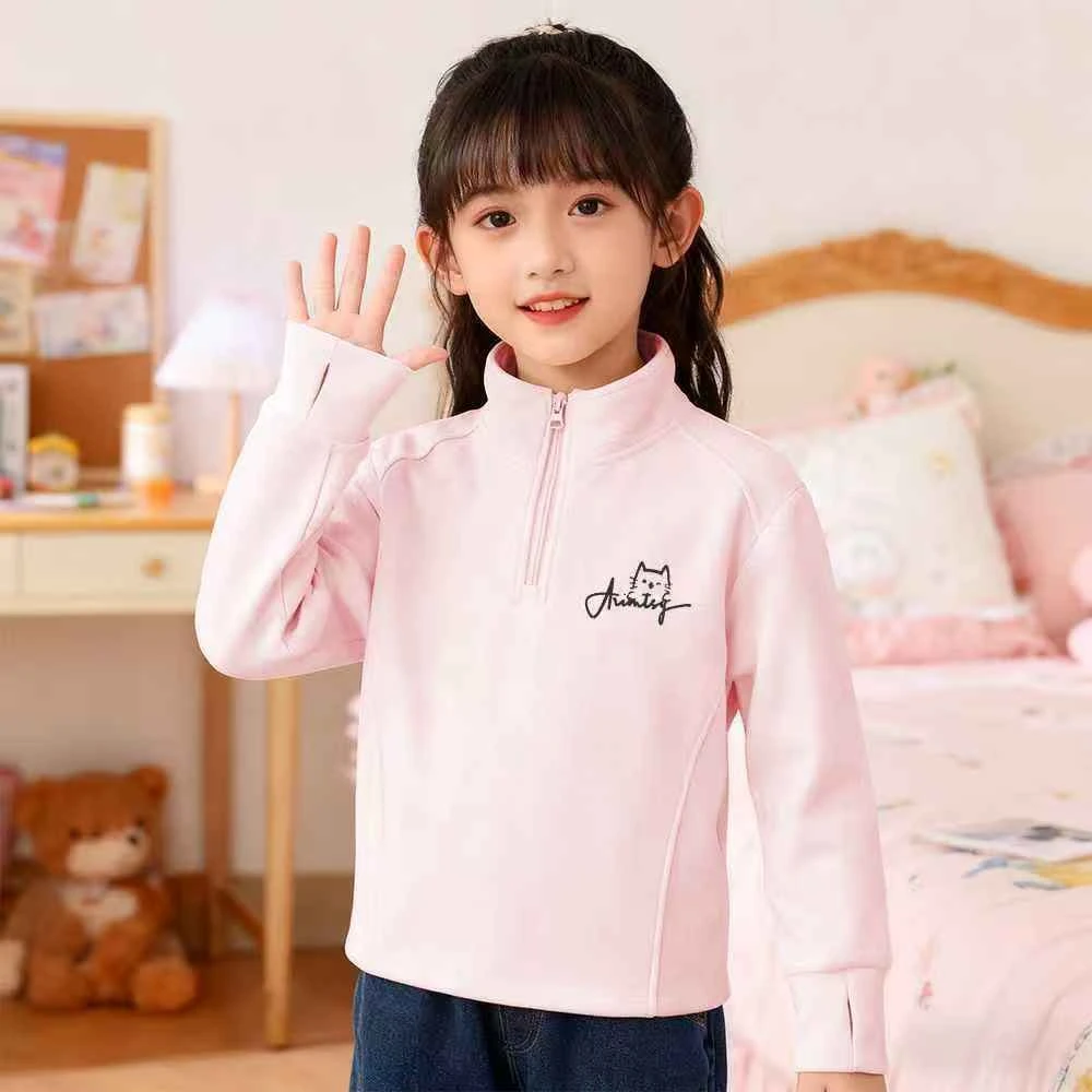 秋冬春秋童装卫衣拉链波点休闲女童卫衣秋装女绒衫