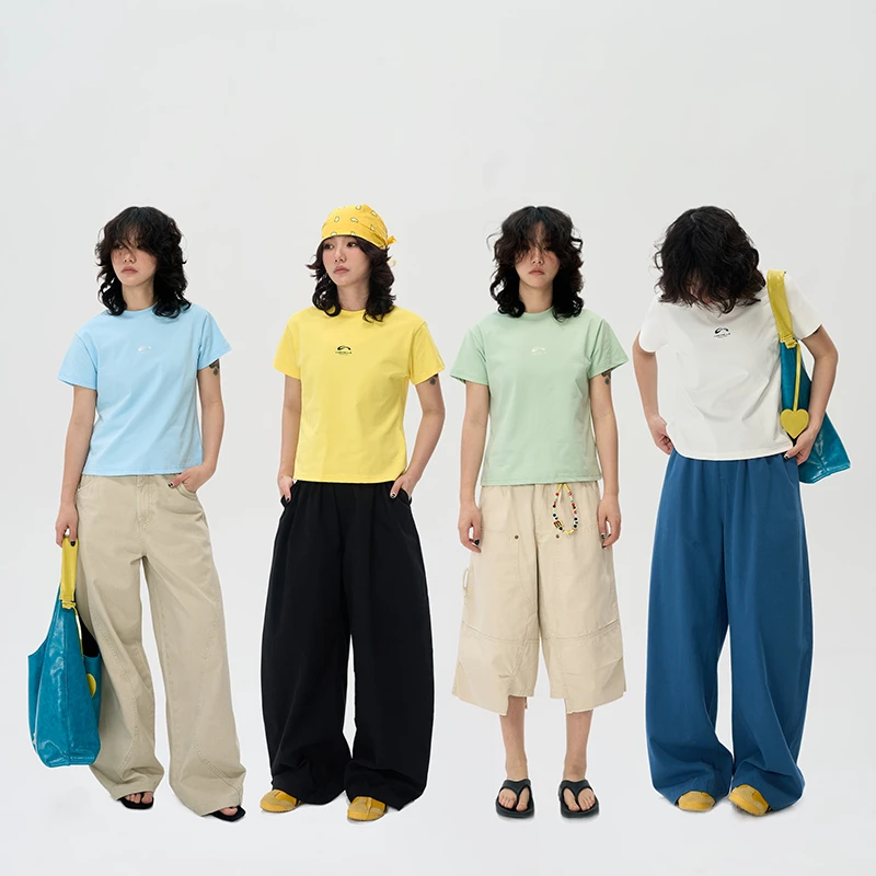 Luminelle轻运动辣妹正肩短款T恤女圆领显瘦凉感索罗娜短袖上衣