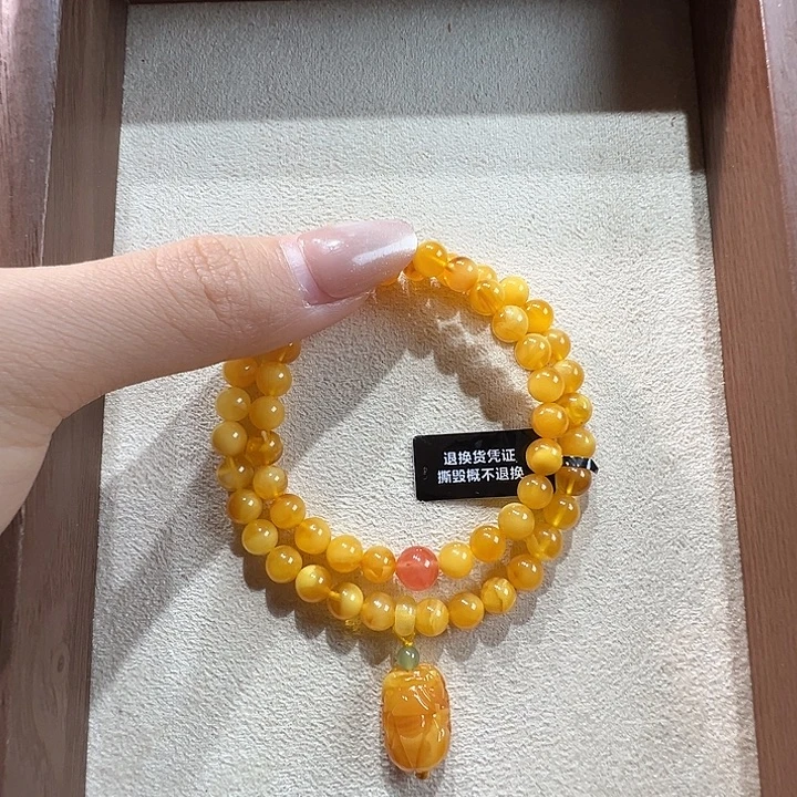 蜜蜡未镶嵌手串6.6mm蜜蜡手串