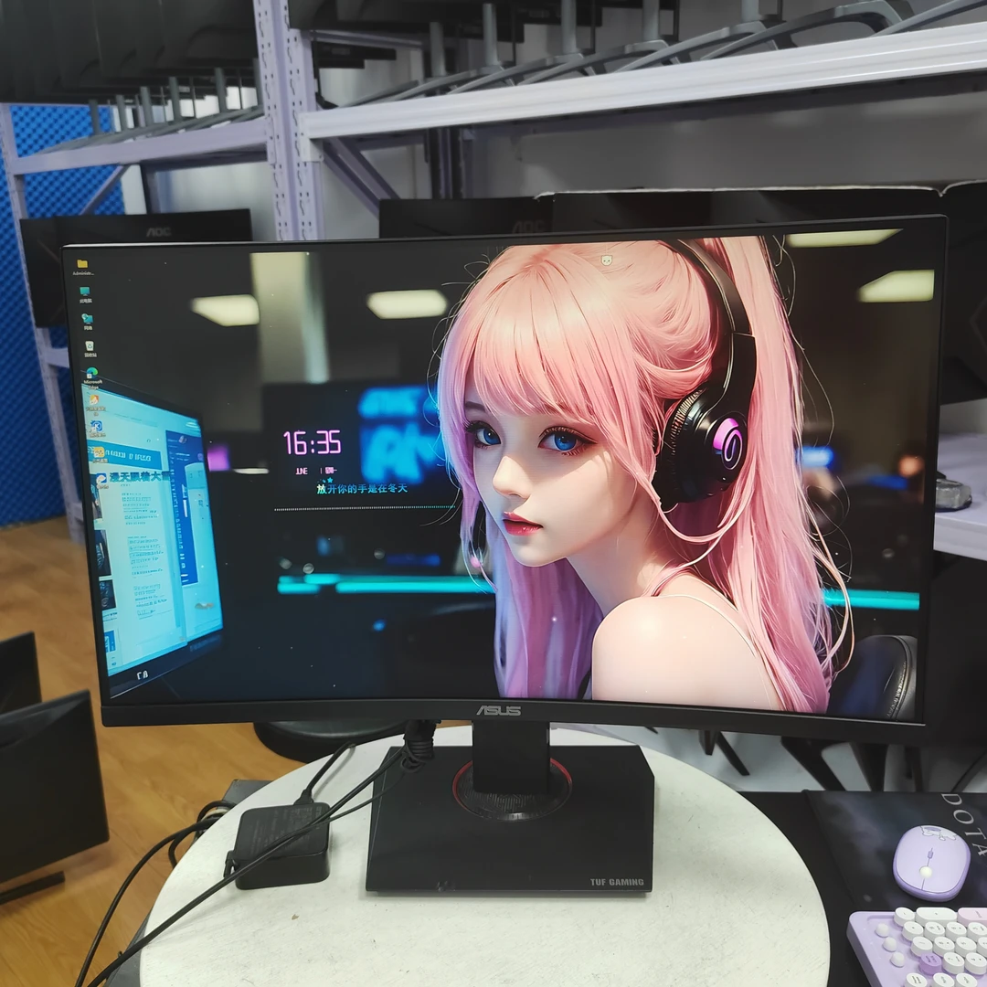 8新 ASUS/华硕 特价32寸曲面2K144HZ【屏幕横纹】内置音箱升降旋转